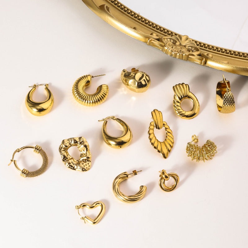 Wholesale Titanium Steel Love Circle Irregular Earrings ACC-ES-RuiX011