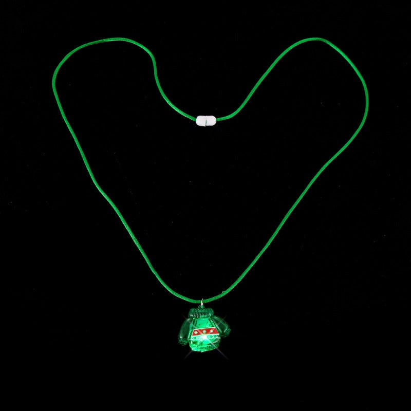 Wholesale 5pcs Christmas Green Sweater Luminous Necklaces  ACC-NE-ChuanSha003