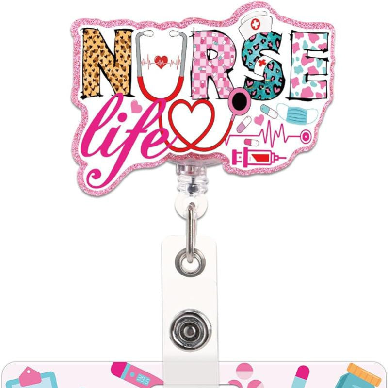 Wholesale Glitter Nurse Acrylic Doctor and Nurse Badge Reels Keychains ACC-KC-ChiHai021