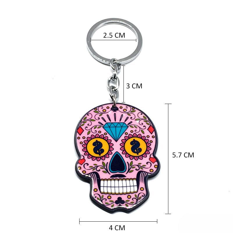 Wholesale Halloween Colorful Acrylic Skull Keychains ACC-KC-Yiyan002