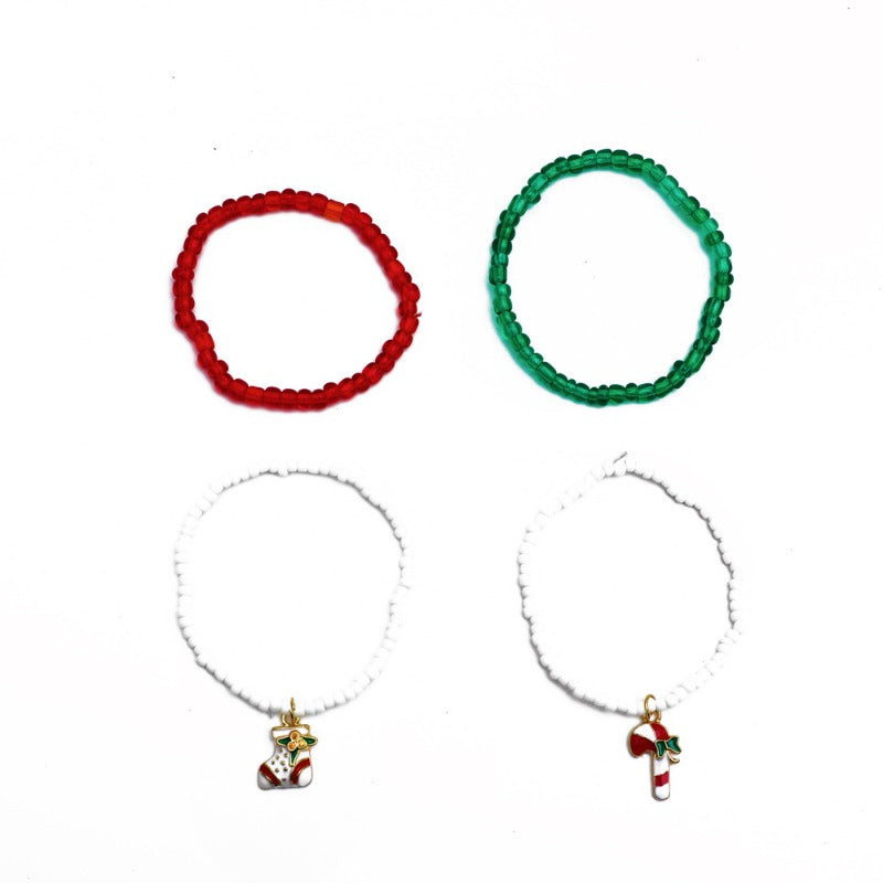 Wholesale Christmas Handmade Colorful Rice Bead Bracelets ACC-BT-DQ001