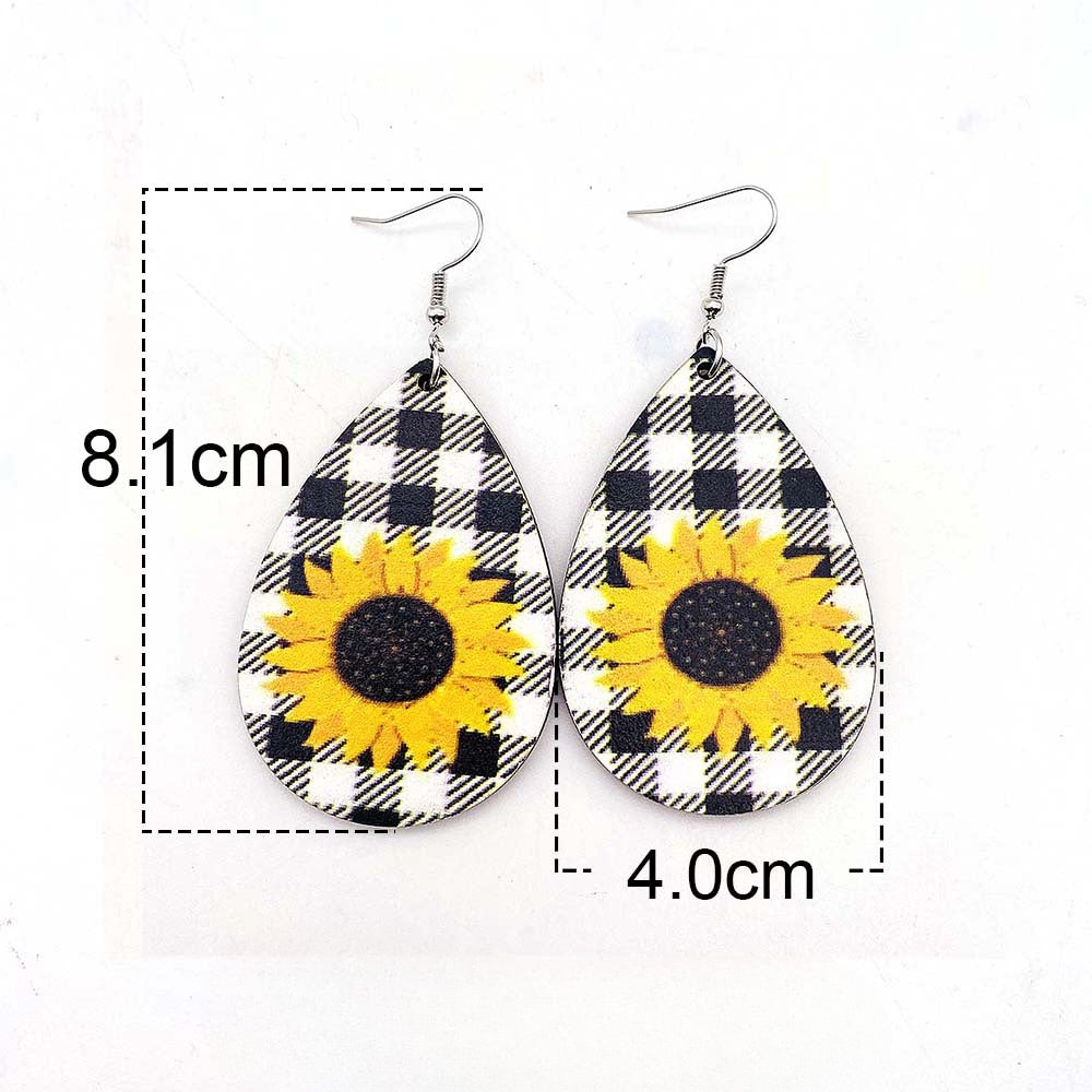 Wholesale Thanksgiving Sunflower Daisy Wood Earrings ACC-ES-ChenY080