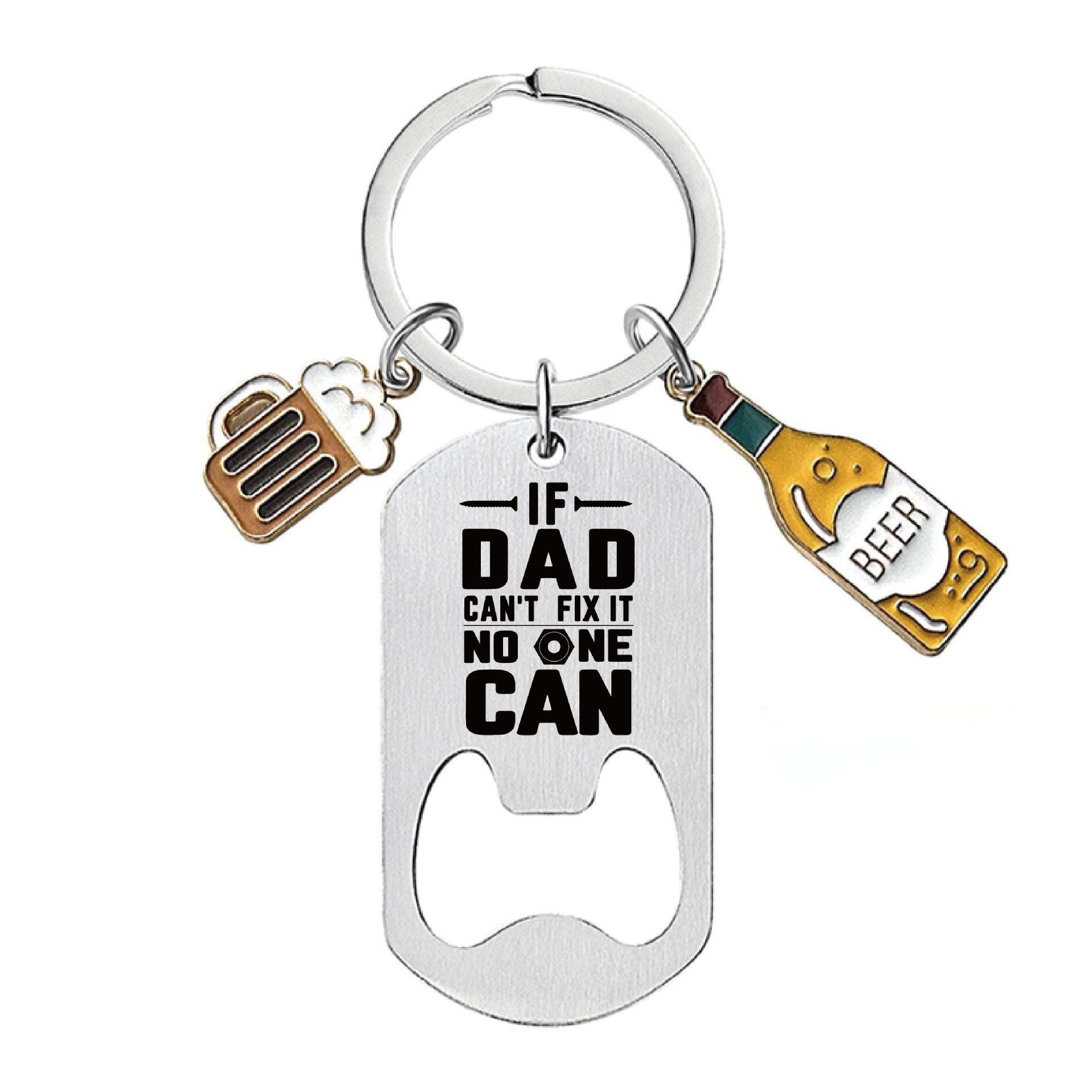 Wholesale Stainless Steel Bottle Openers, Wine Glasses, Father's Day Gifts, Metal Engraved Keychain ACC-KC-Ganggu004
