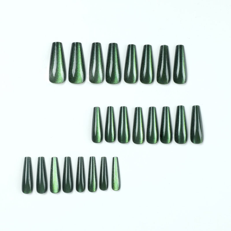 Wholesale 24 Pieces/box Green Glass Cat's Eye Nails Kits Nail Stickers ACC-NS-LeFan201