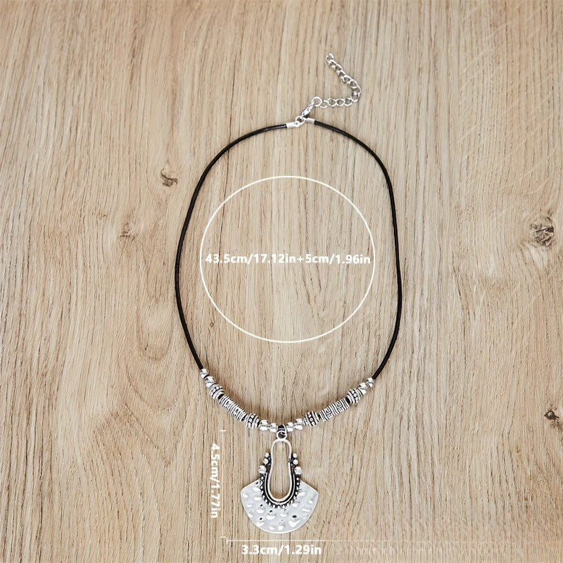 Wholesale Retro Geometric Necklace Cowhide Cord Pendant Leather Necklaces ACC-NE-MingC002