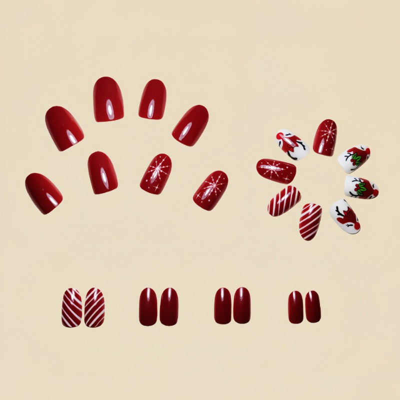 Wholesale 24 Pieces/box Red Christmas Deer Nails Kits Nail Stickers ACC-NS-Qianx002