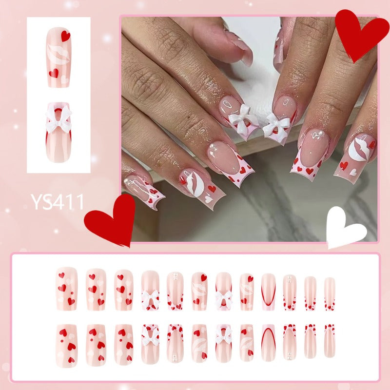 Wholesale 24 Pieces/box Valentine's Day Love Bow Nails Kits Nail Stickers ACC-NS-MiKe034