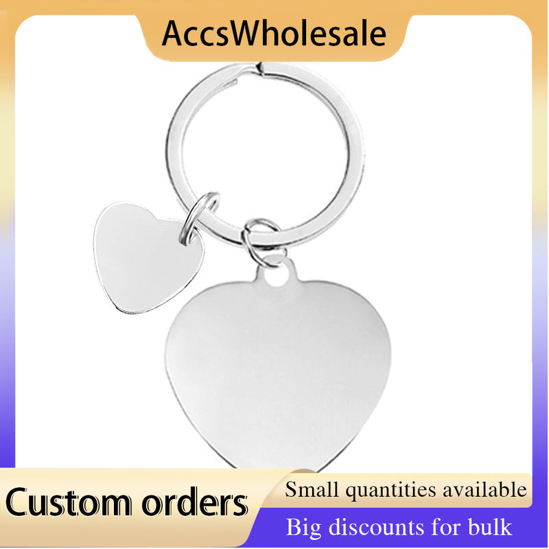 Custom Keychain with Laser Engraved Text or Logo - Multi-color Heart Shape Metal Keychain
