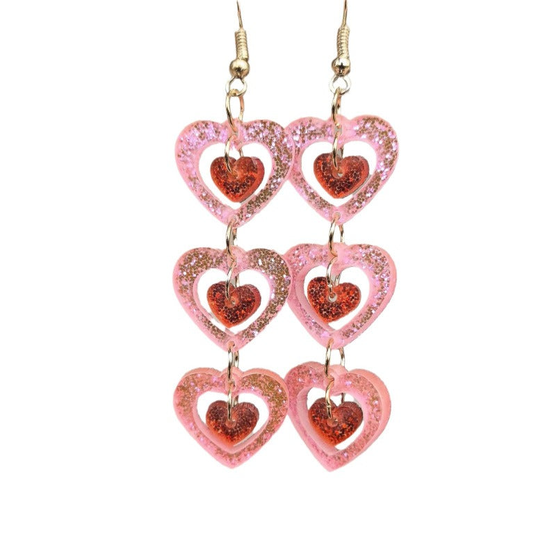 Wholesale Acrylic Valentine's Day Series Pink Earrings ACC-ES-XueP047