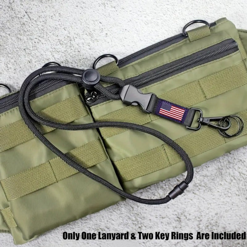 Wholesale American Flag Banner Mountaineering Outdoor Lanyard Keychain ACC-KC-QiDing017