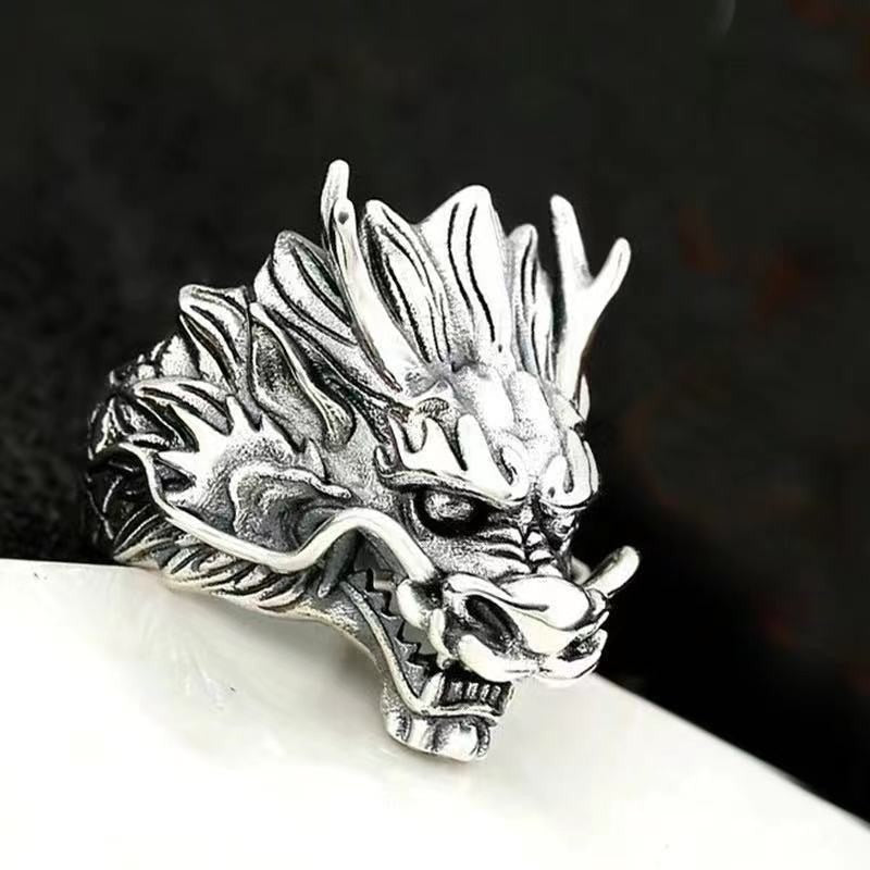 Wholesale Men's Chinese Dragon Head Ring ACC-RS-YuMei001