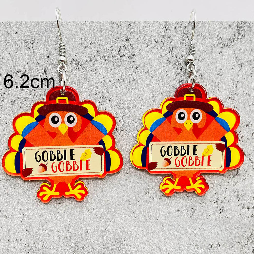 Wholesale Thanksgiving Day Turkey Acrylic Earrings Print Earrings ACC-ES-PuCi005