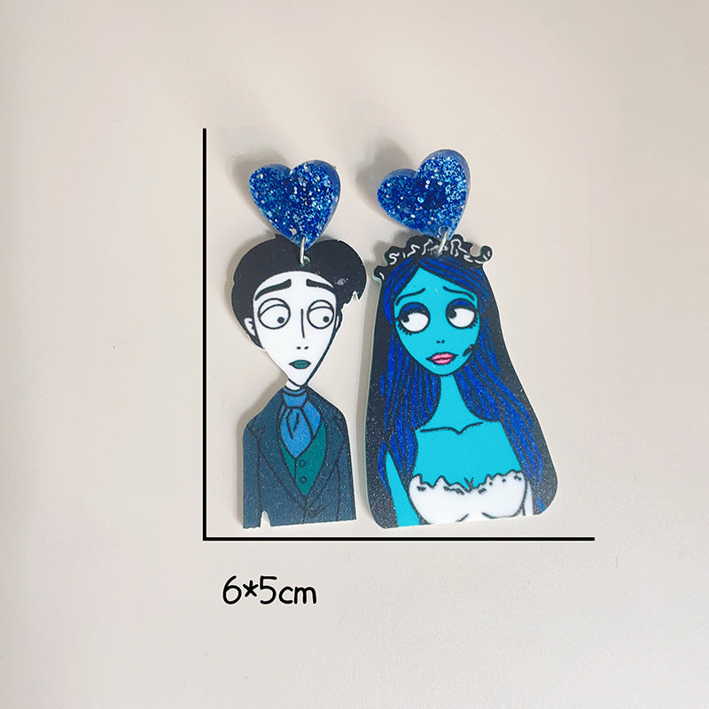 Wholesale Halloween Cartoon Ghost Acrylic Asymmetrical Earrings ACC-ES-FuSu019