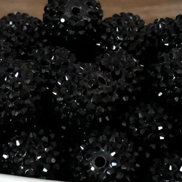 Wholesale 5pcs 20MM Solid Color Black Rhinestone Beads Bubblegum Beads