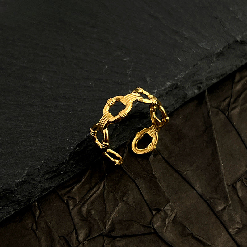 Wholesale Stainless Steel Ring 18k Gold Plated Silver Ring Hollow Circle Rings ACC-RS-WanCh002