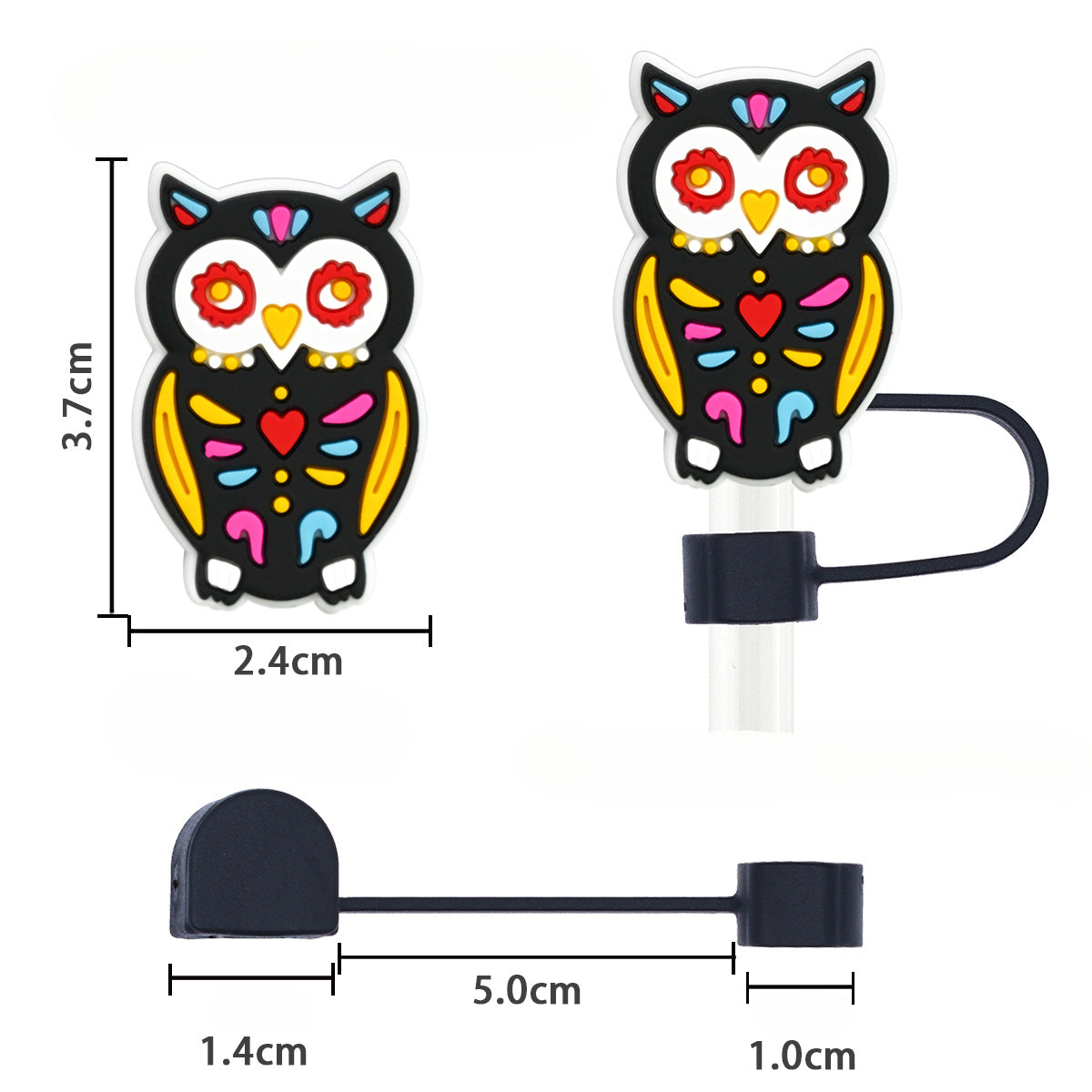 Wholesale Random 100pcs Cartoon Animal 10mm PVC Soft Straw Tube Cap ACC-SCR-RYY098