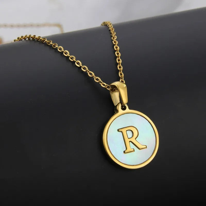 Wholesale Titanium Steel Necklace Round Shell Letter Necklace ACC-NE-BaiTian005