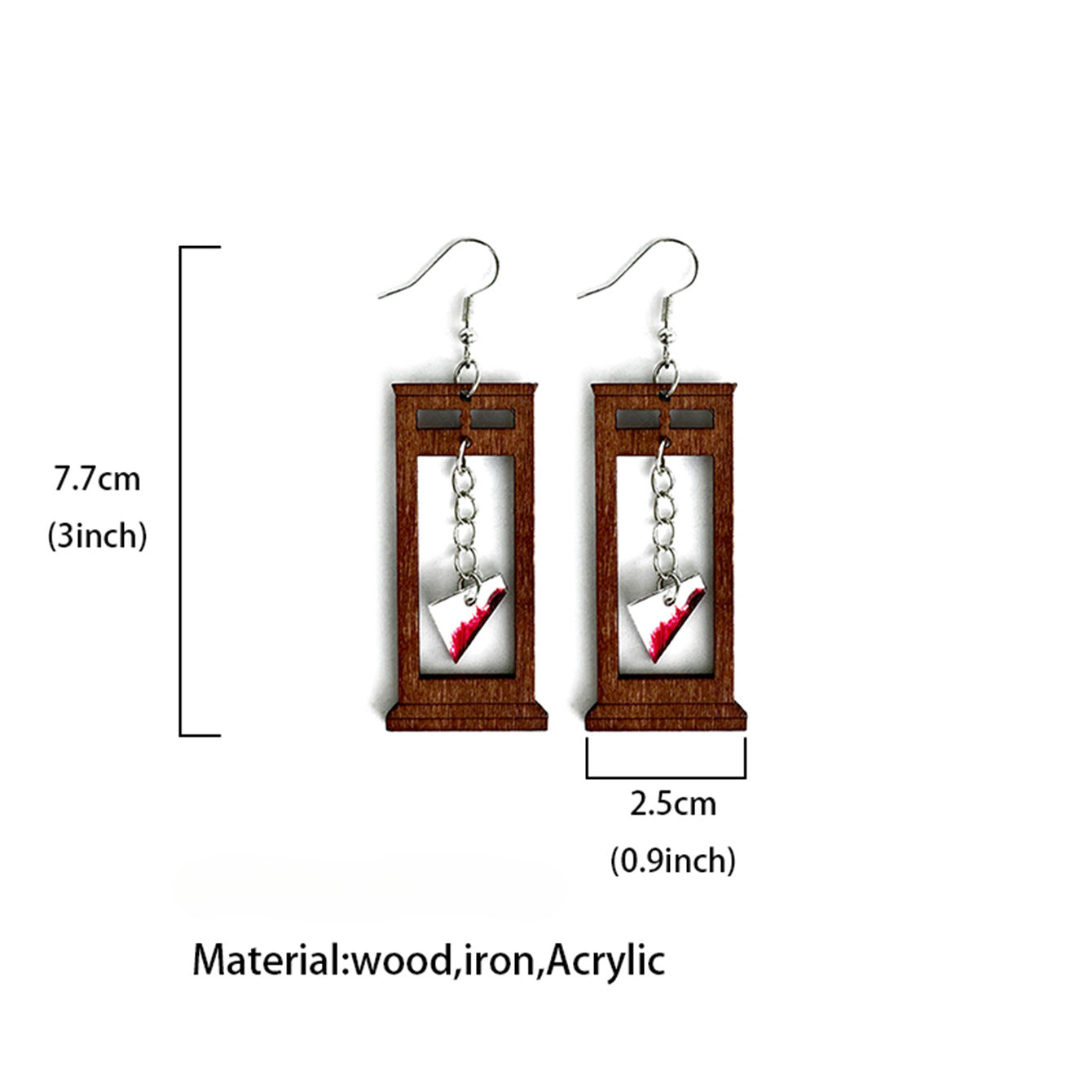 Wholesale Halloween Vintage Horror Beheading Table Wood Earrings ACC-ES-XinChuan063