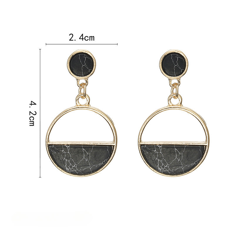 Wholesale Natural Stone Circle Alloy Earrings ACC-ES-ChengJing005