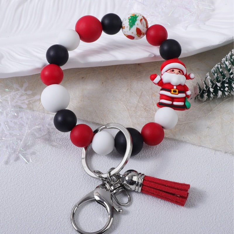 Wholesale Christmas 3D Silicone Cartoon DYI Beaded Keychain ACC-KC-JiuYa018