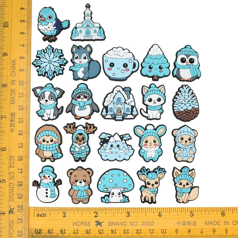 Wholesale Random 100pcs Winter Ice and Snow Series PVC Soft Rubber Shoe Buckle Decoration  ACC-SC-RYY085