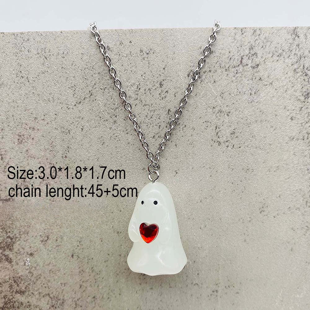 Wholesale Halloween 3D Luminous Ghost Pumpkin Earrings Necklace Sets ACC-ES-ChenY032