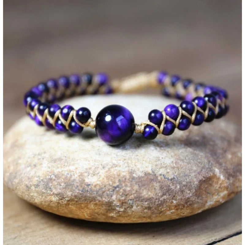 Wholesale Natural Tiger Eye Stone Woven Creative Double-layer Bracelet ACC-BT-Zhongh008