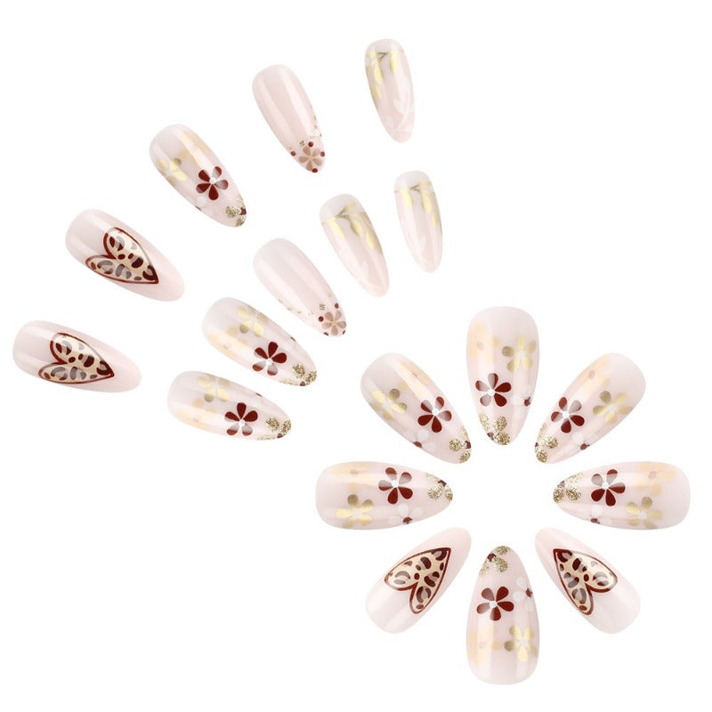 Wholesale 24 Pieces/box Valentine's Day Leopard Heart Nails Kits Nail Stickers ACC-NS-MiKe022