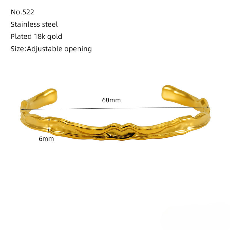 Wholesale Irregular Convex and Concave Texture Bracelet Stainless Steel 18K Gold Bracelet ACC-BT-ZhongYao002