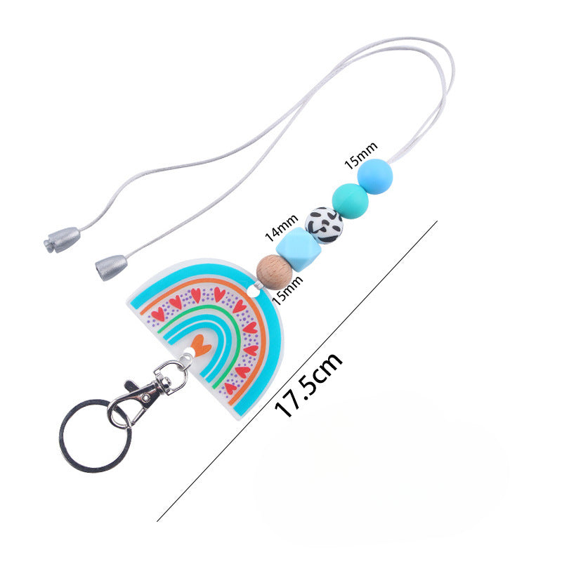 Wholesale Cartoon Acrylic Rainbow Silicone Beaded Necklace Keychain ACC-KC-GuangTian067
