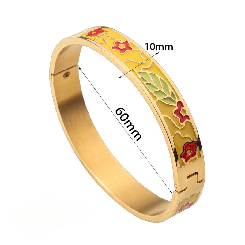 Wholesale Oil Drop Titanium Steel Enamel Bracelet ACC-BT-Ruif010