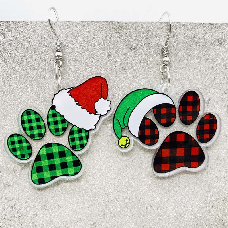 Wholesale Christmas Cat Paw Leopard Elk Acrylic Earrings ACC-ES-ChenY098