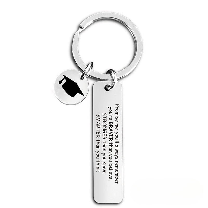 Wholesale 2024 Graduation Season Inspirational Phrases Square Stainless Steel Keychain ACC-KC-Ganggu013