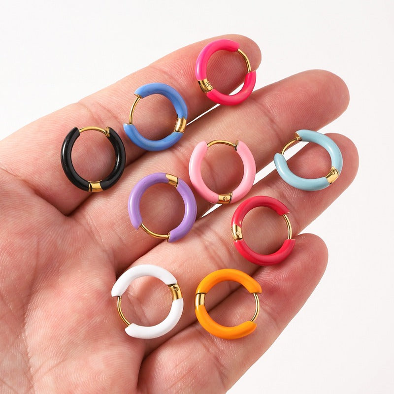 Wholesale Titanium Steel Earrings Multicolor Oil Drop Earrings ACC-ES-RuiX003