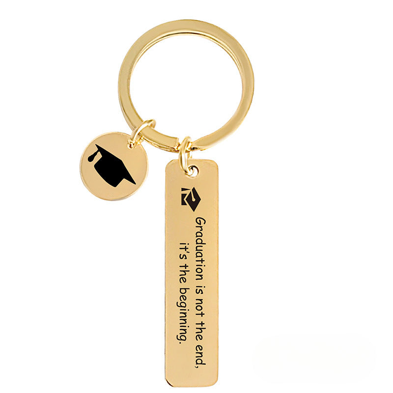 Wholesale 2024 Graduation Season Inspirational Phrases Square Stainless Steel Keychain ACC-KC-Ganggu013