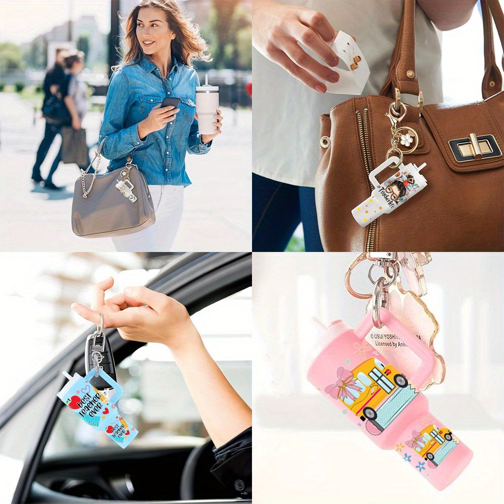 20pcs UV DTF Cup Wraps Rub on Transfer Stickers for Mini Tumbler Cup Keychains Accessories DIY Gift Cup Sticker Gift