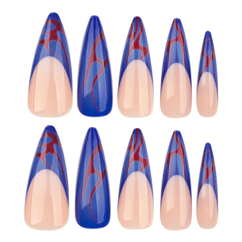 Wholesale 24 Pieces/box Blue Red Flame Nails Kits Nail Stickers ACC-NS-LeFan242