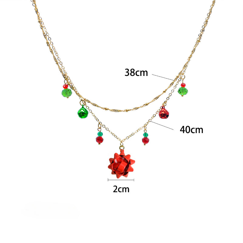 Wholesale 2pcs Christmas Multi-layer Bell Snowflake Necklaces ACC-NE-TuCai001