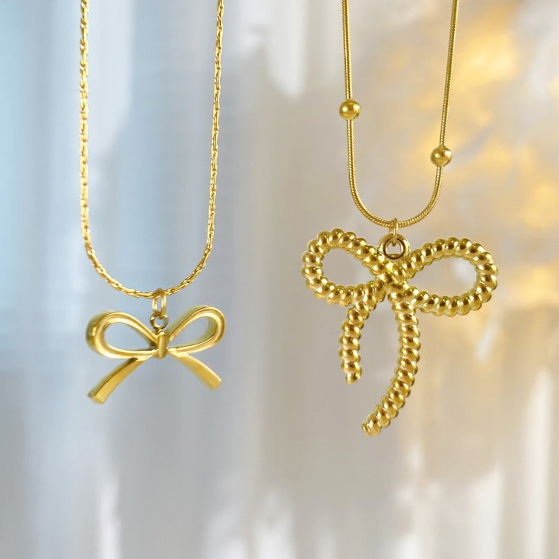 Wholesale 18K Titanium Steel Bow Necklace ACC-NE-YuXun001