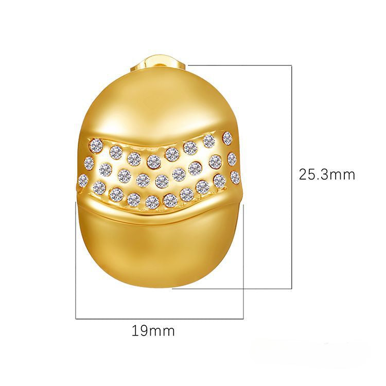 Wholesale Stainless Steel 18K Gold Plated Diamond Oval Earrings ACC-ES-MuShan022