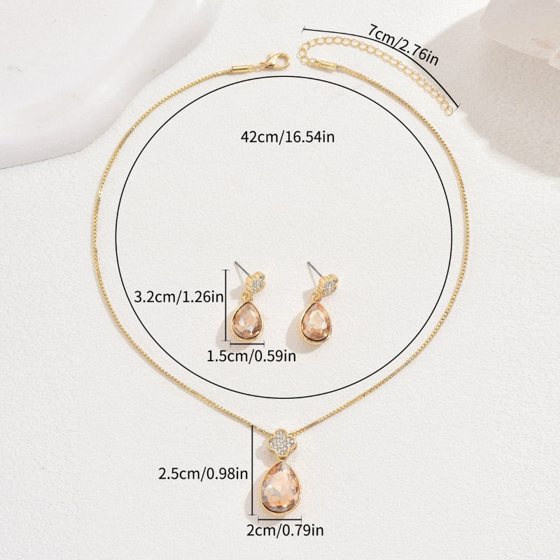 Wholesale Teardrop Diamond Earrings and Necklace Sets ACC-NE-BaSha009