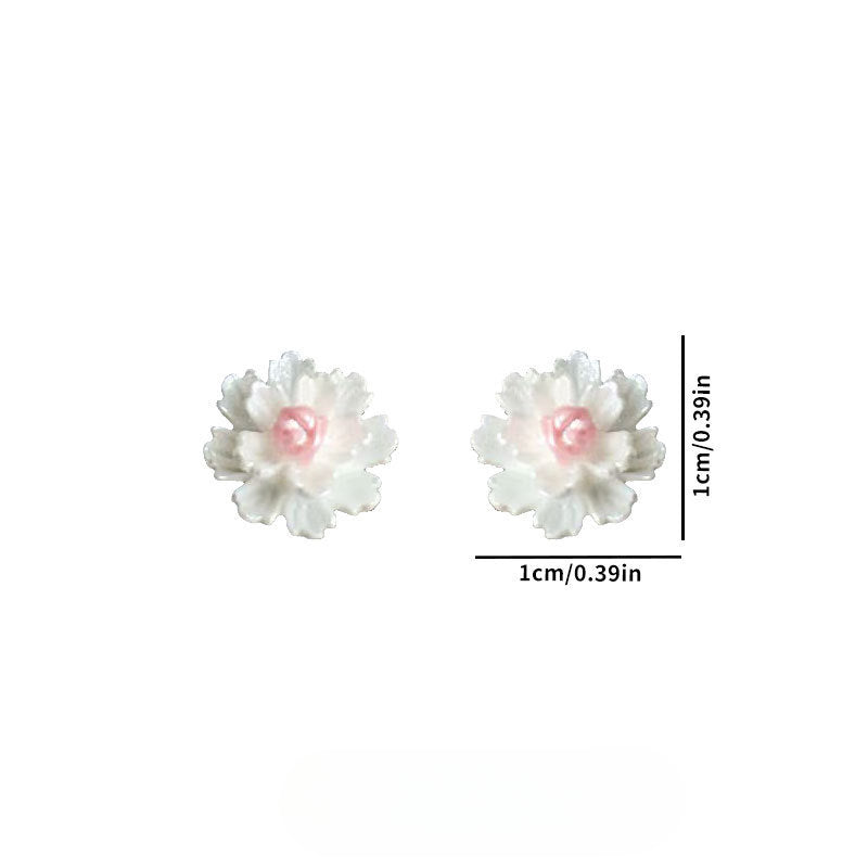 Wholesale Pink and White Flower Earrings S925 Silver Needle Forest Earrings ACC-ES-ZhiShifang004