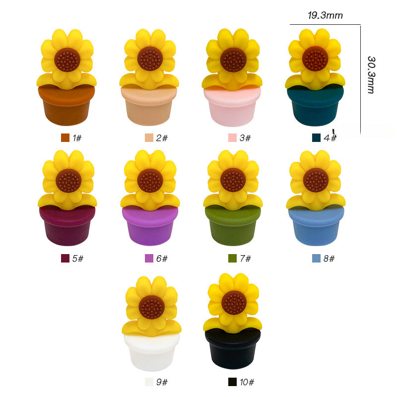 Wholesale of 10PCS Planter Sunflower Food Grade Silicone Beads ACC-BDS-WDX042
