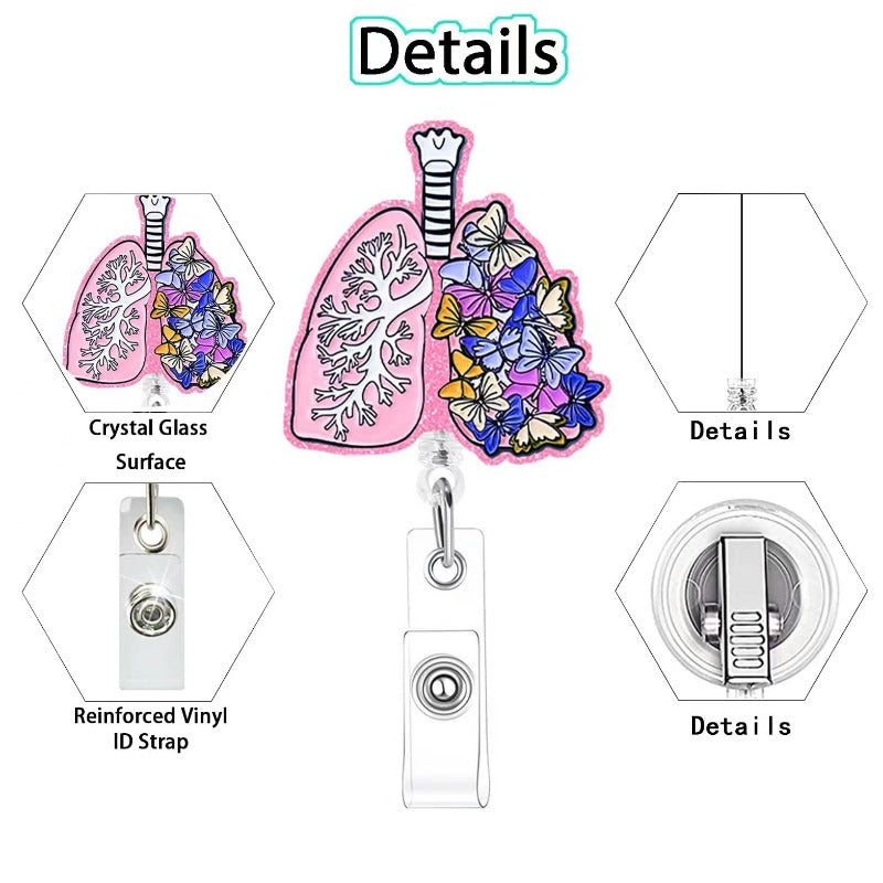 Wholesale Acrylic Organ Brain Heart Doctor Nurse Day Telescopic Rotating Badge Keychain ACC-KC-LingYu007