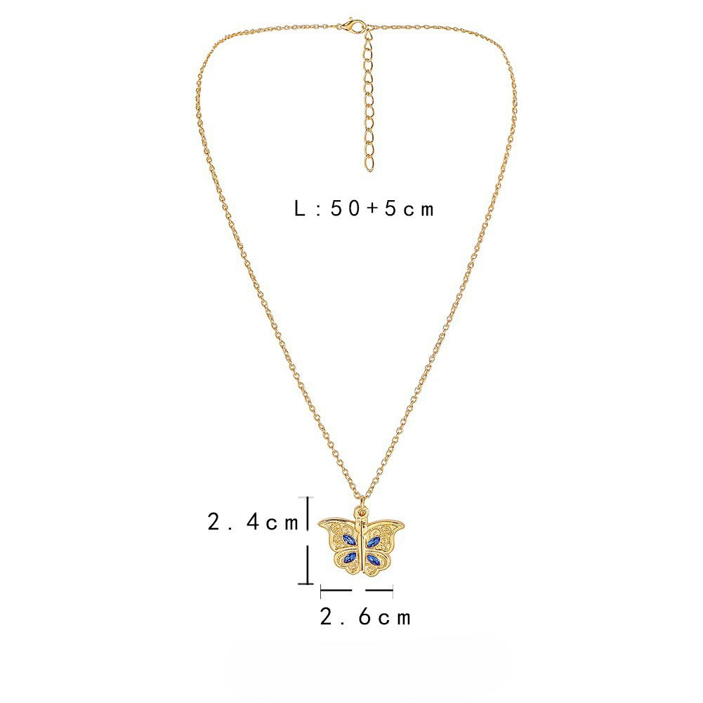 Wholesale Openable Diamond Butterfly Heart Pendant Necklaces ACC-NE-Hanyu001