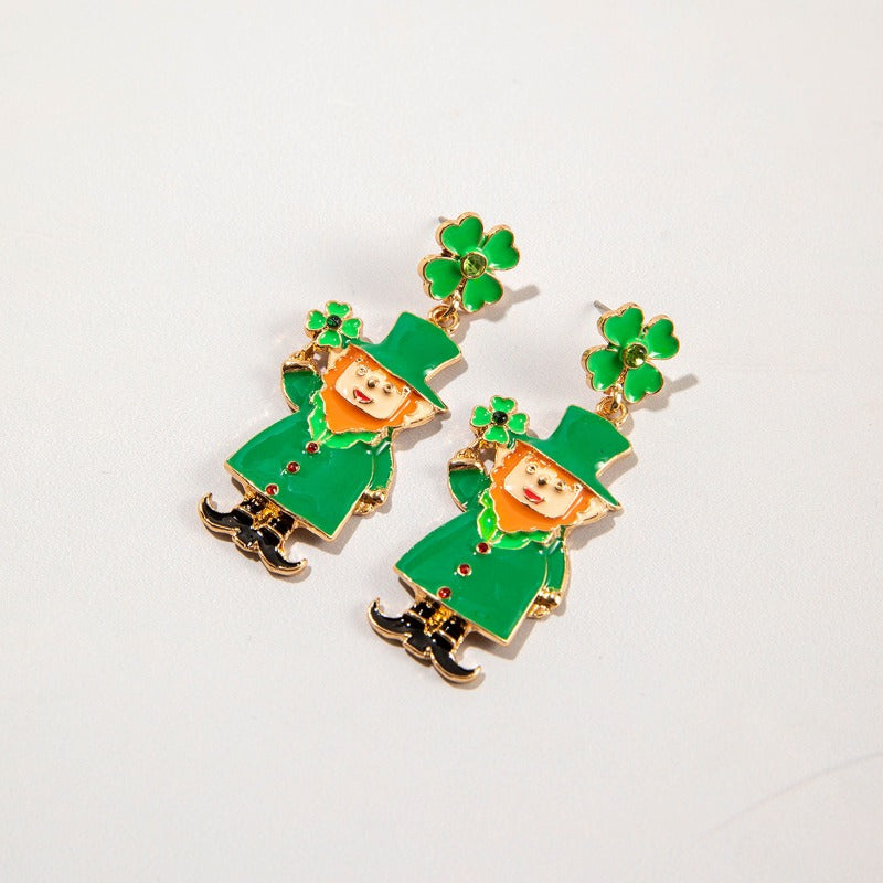Wholesale St. Patrick Green Four Leaf Clover Earrings ACC-ES-YongGe004