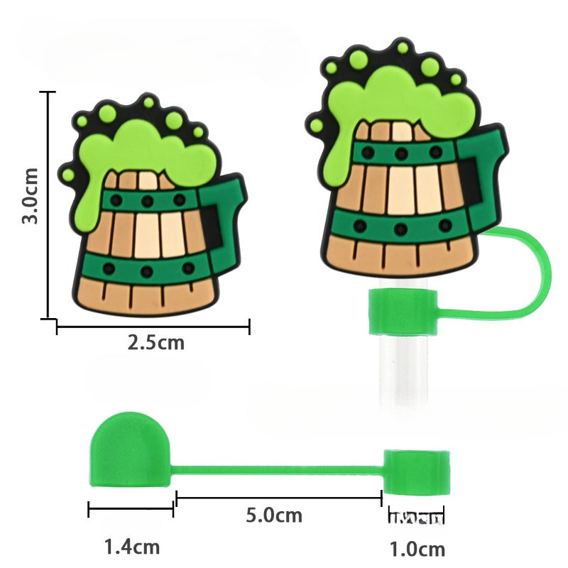 Wholesale Random 100pcs Cartoon Green Series 10mm PVC Soft Straw Tube Cap ACC-SCR-RYY121