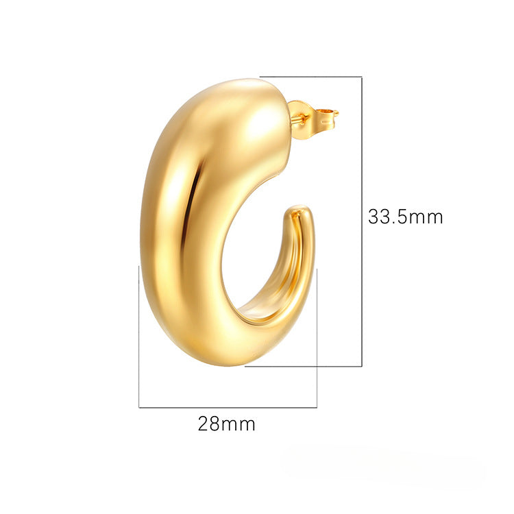 Wholesale Irregular C-shaped Geometric 18k Gold Plated Stainless Steel Earrings ACC-ES-MuShan027