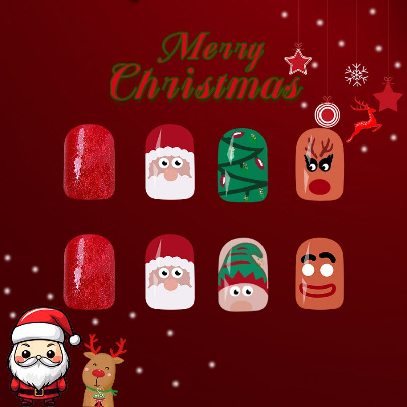 Wholesale 24 Pieces/box Christmas Cute Elk Nails Kits Nail Stickers ACC-NS-GuaiXL122
