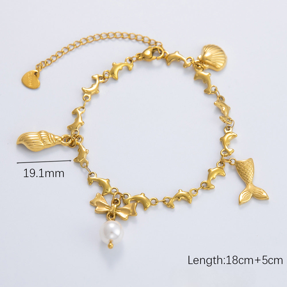 Wholesale Stainless Steel Bracelet Electroplated 18K Gold Anklets Bracelet ACC-AS-YuHui001